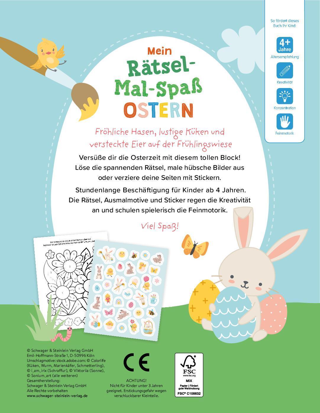 Rückseite: 9783849944360 | Mein Rätsel-Mal-Spaß Ostern Für Kinder ab 4 Jahren | Verlag | Buch