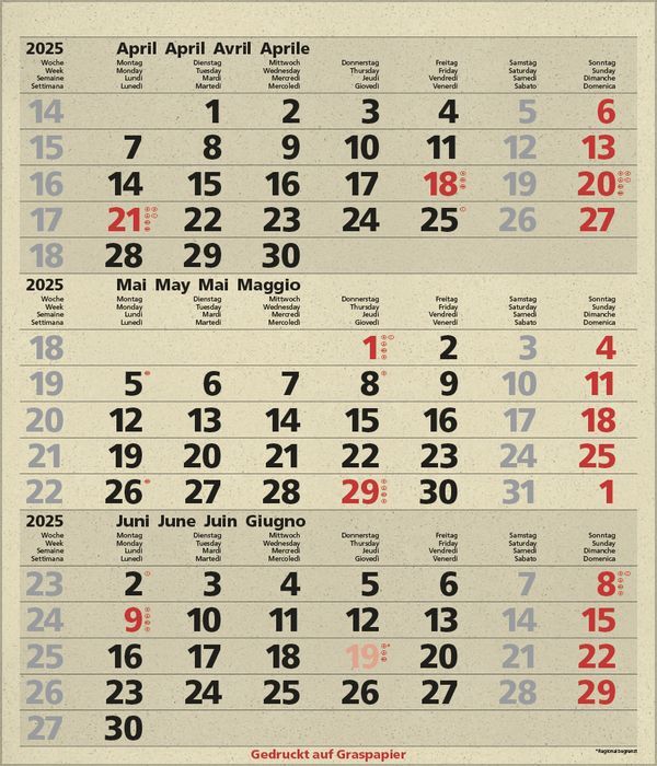 Bild: 9783731880646 | 3-Monats-Planer Comfort Graspapier 2025 | Korsch Verlag | Kalender