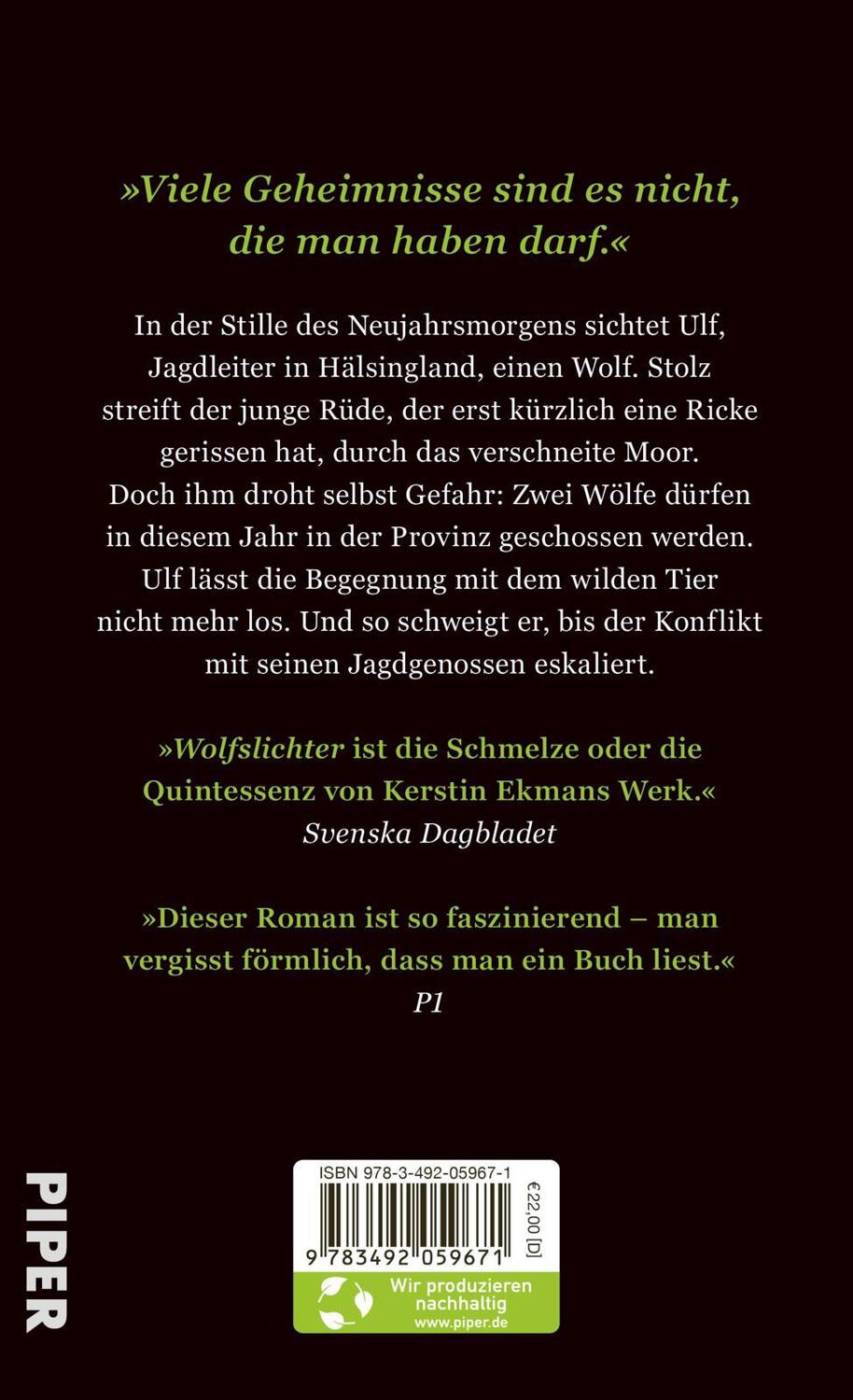 Rückseite: 9783492059671 | Wolfslichter | Roman Spannende Weltliteratur aus Schweden | Ekman