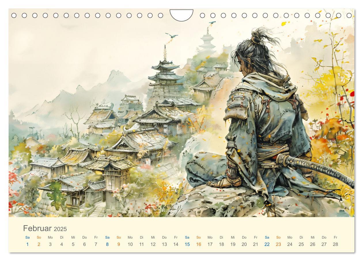 Bild: 9783457129890 | Samurai - whimsical inked style (Wandkalender 2025 DIN A4 quer),...