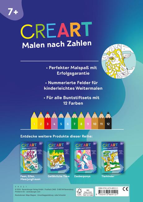 Bild: 9783473489121 | Ravensburger CreArt Malen nach Zahlen ab 7: Wilde Tiere, Malbuch,...