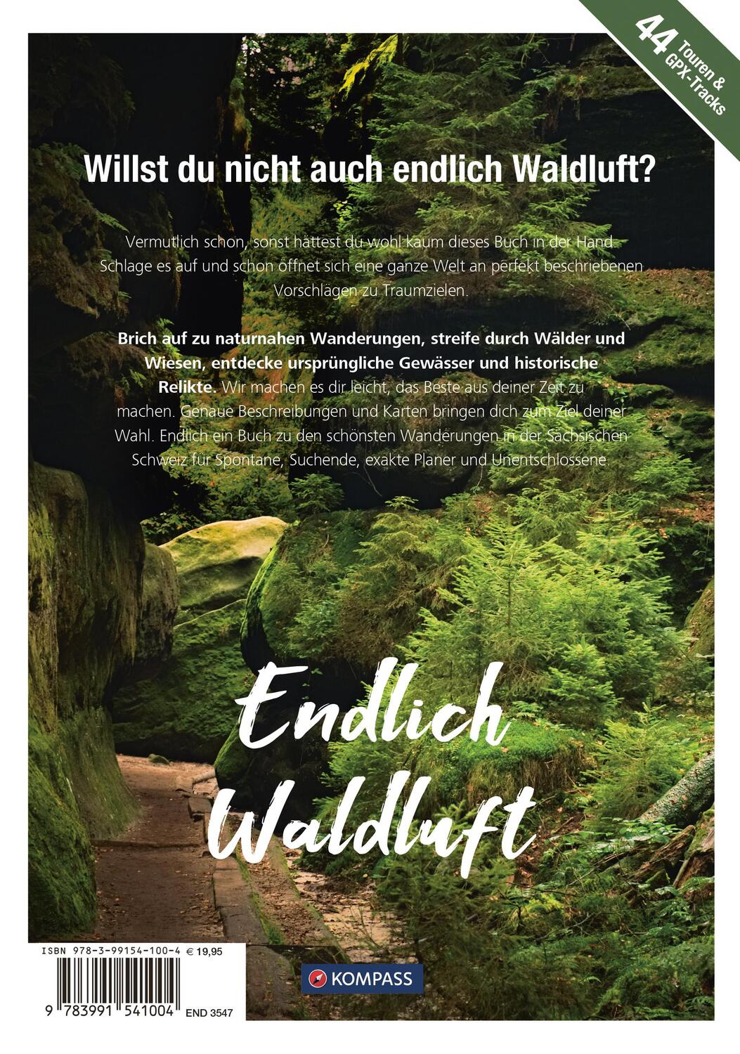 Rückseite: 9783991541004 | KOMPASS Endlich Waldluft - Sächsische Schweiz | Taschenbuch | 216 S.