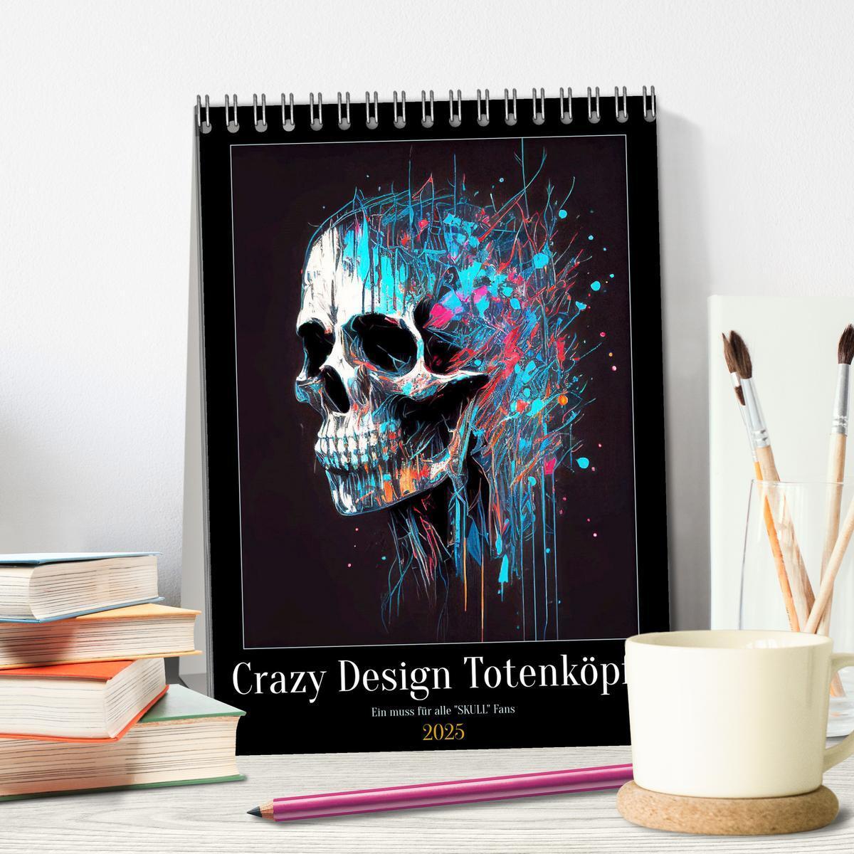 Bild: 9783435885398 | Crazy Design Totenköpfe (Tischkalender 2025 DIN A5 hoch), CALVENDO...