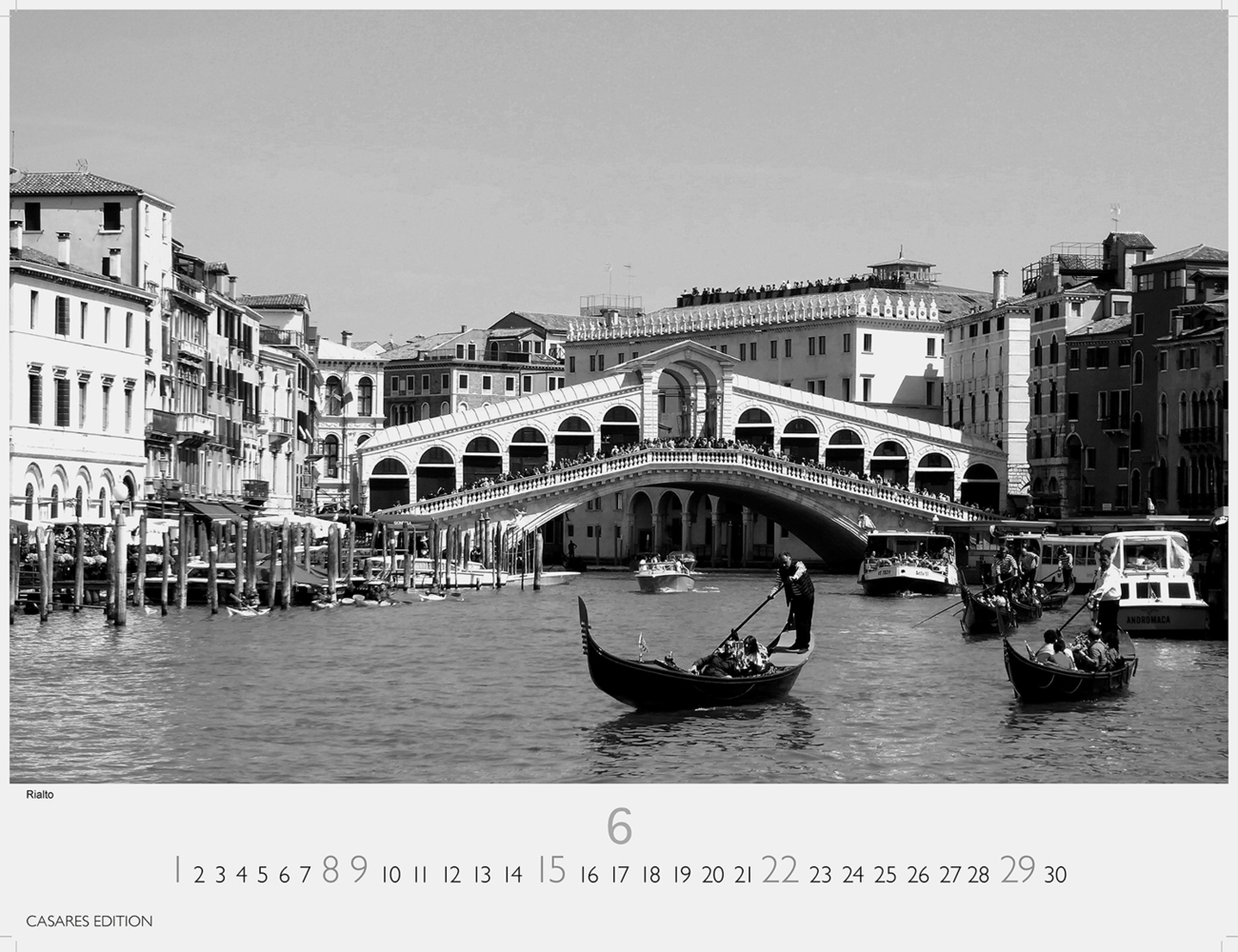 Bild: 9781835240182 | Venedig schw./weiss 2025 L 42x55 cm | Kalender | 14 S. | Deutsch