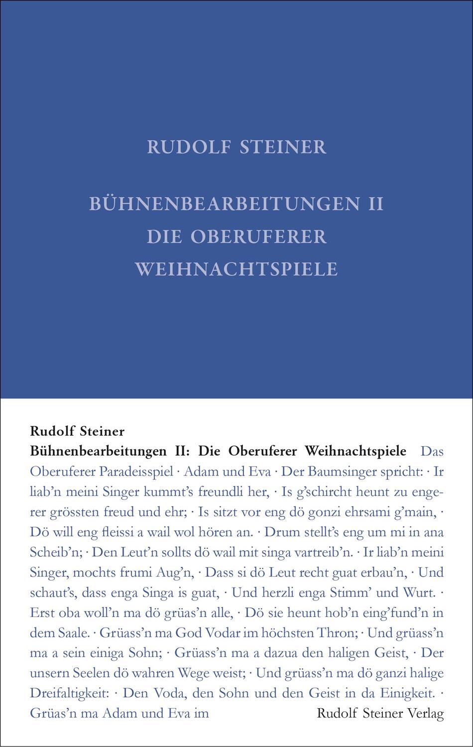 Cover: 9783727404306 | Bühnenbearbeitungen II | Die Oberuferer Weihnachtspiele | Steiner