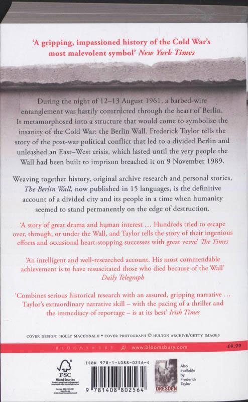 Rückseite: 9781408802564 | The Berlin Wall | 13 August 1961 - 9 November 1989 | Frederick Taylor