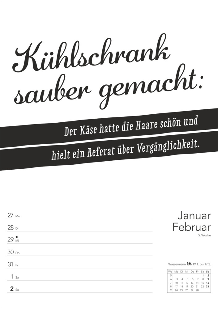 Bild: 9783840034626 | Typo-Sprüche-Kalender s/w Wochenplaner 2025 - mit 53 witzigen Sprüchen