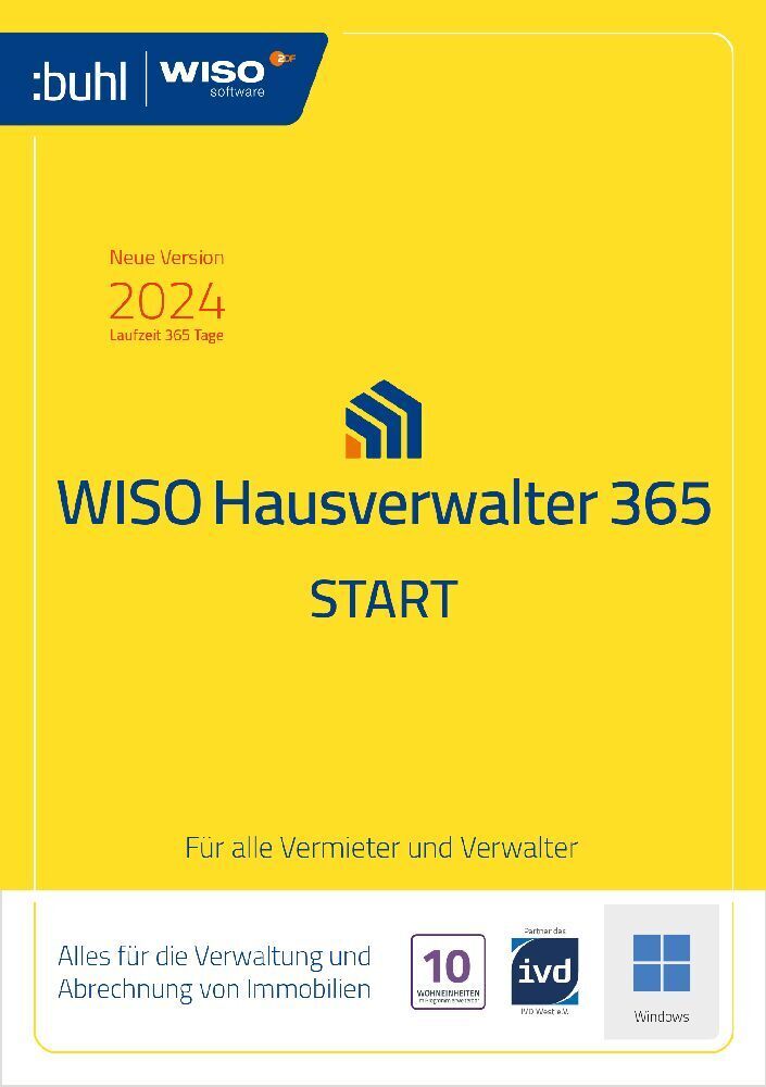 Cover: 4011282005252 | WISO Hausverwalter 365 Start, 1 CD-ROM | CD-ROM | 327 MB | Deutsch