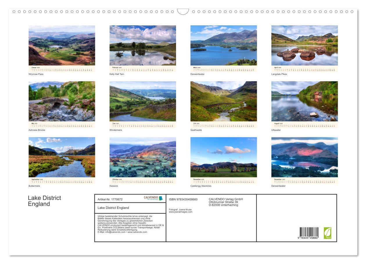 Bild: 9783435458660 | Lake District England (Wandkalender 2025 DIN A2 quer), CALVENDO...