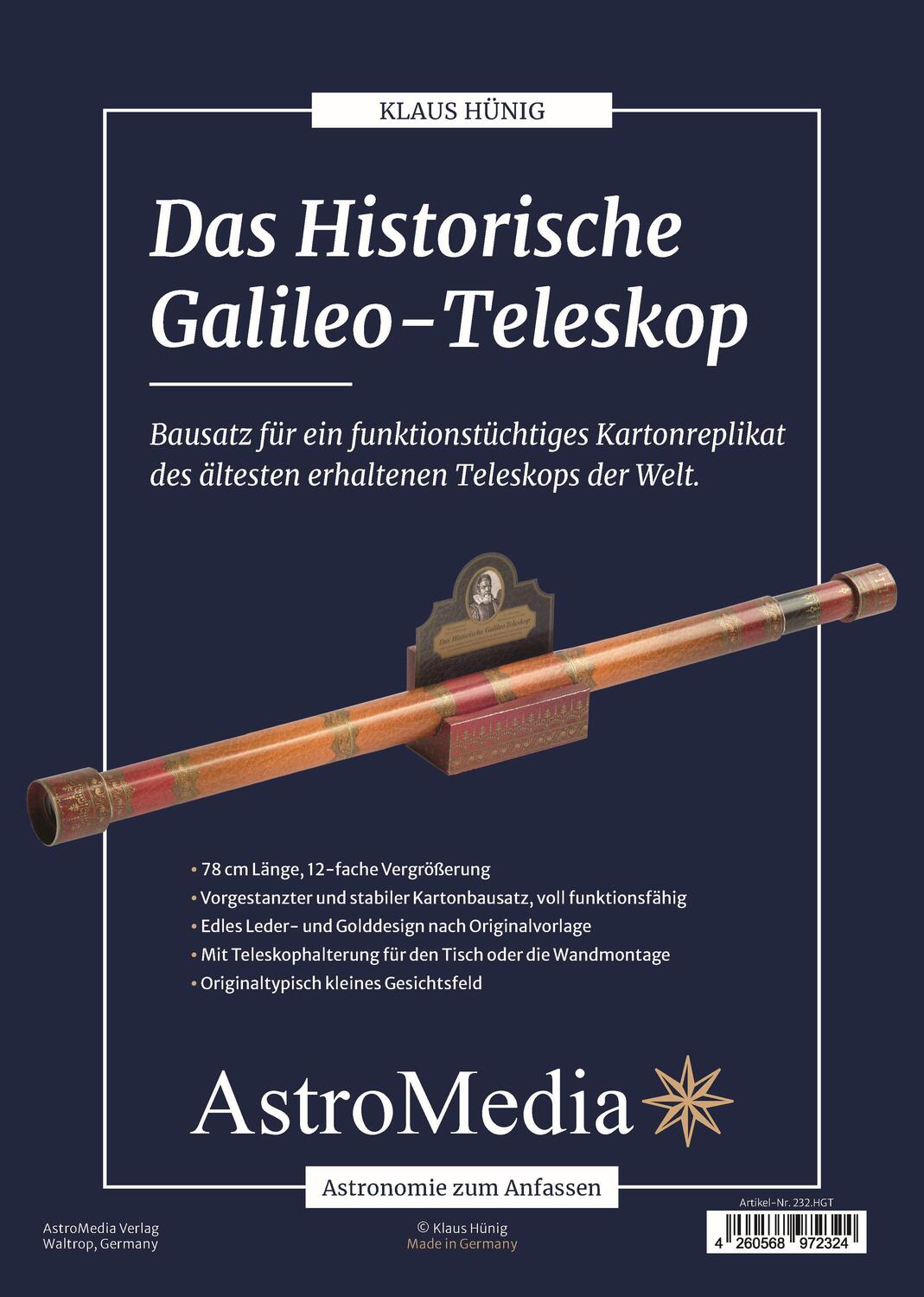 Cover: 4260568972324 | Das Historische Galileo-Teleskop | Klaus Hünig | Stück | Deutsch
