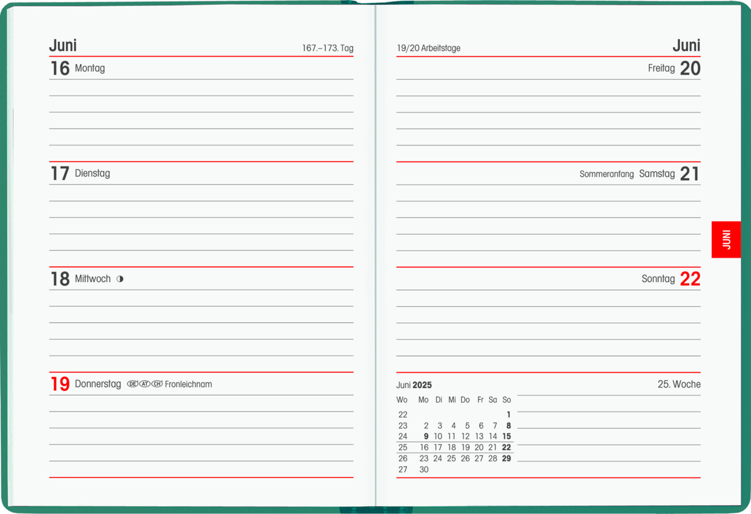 Bild: 4006928024889 | Zettler - Taschenkalender 2025 türkis, 10,2x14,2cm, Taschenplaner...