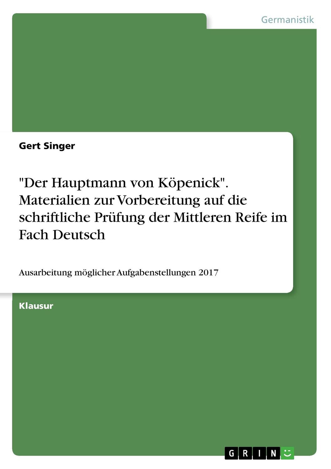 Cover: 9783668336674 | "Der Hauptmann von Köpenick". Materialien zur Vorbereitung auf die...