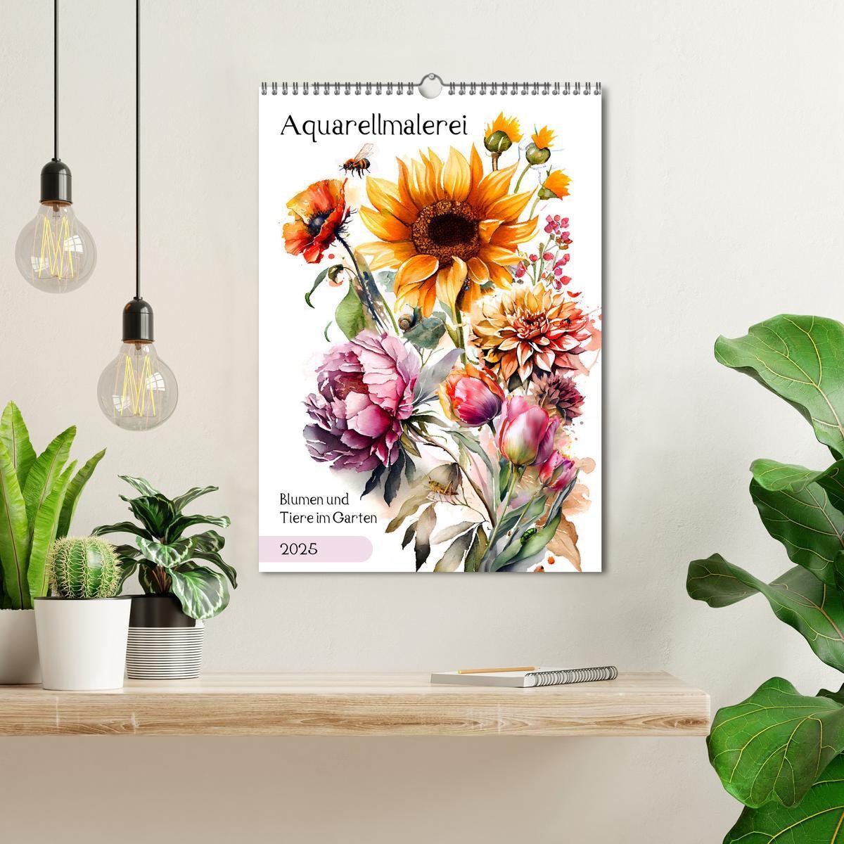 Bild: 9783435883189 | Aquarellmalerei - Blumen und Tiere im Garten (Wandkalender 2025 DIN...