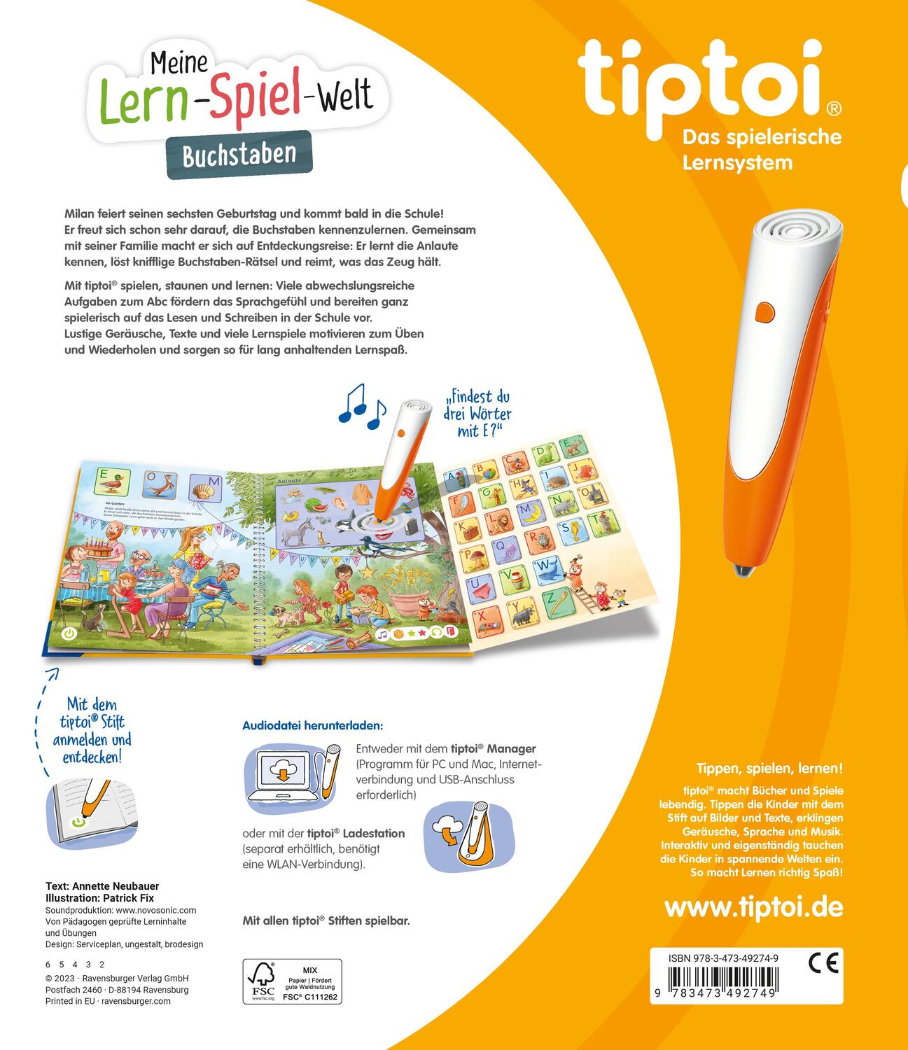 Rückseite: 9783473492749 | tiptoi® Meine Lern-Spiel-Welt - Buchstaben | Annette Neubauer | Buch