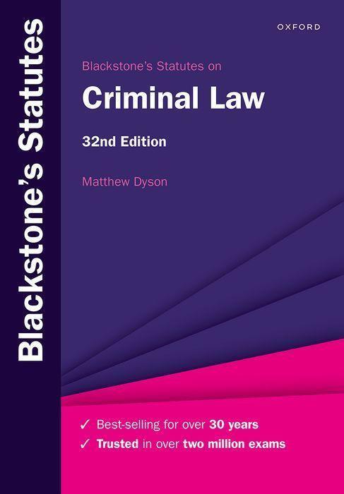 Cover: 9780192858597 | Blackstone's Statutes on Criminal Law | MATTHEW DYSON | Taschenbuch