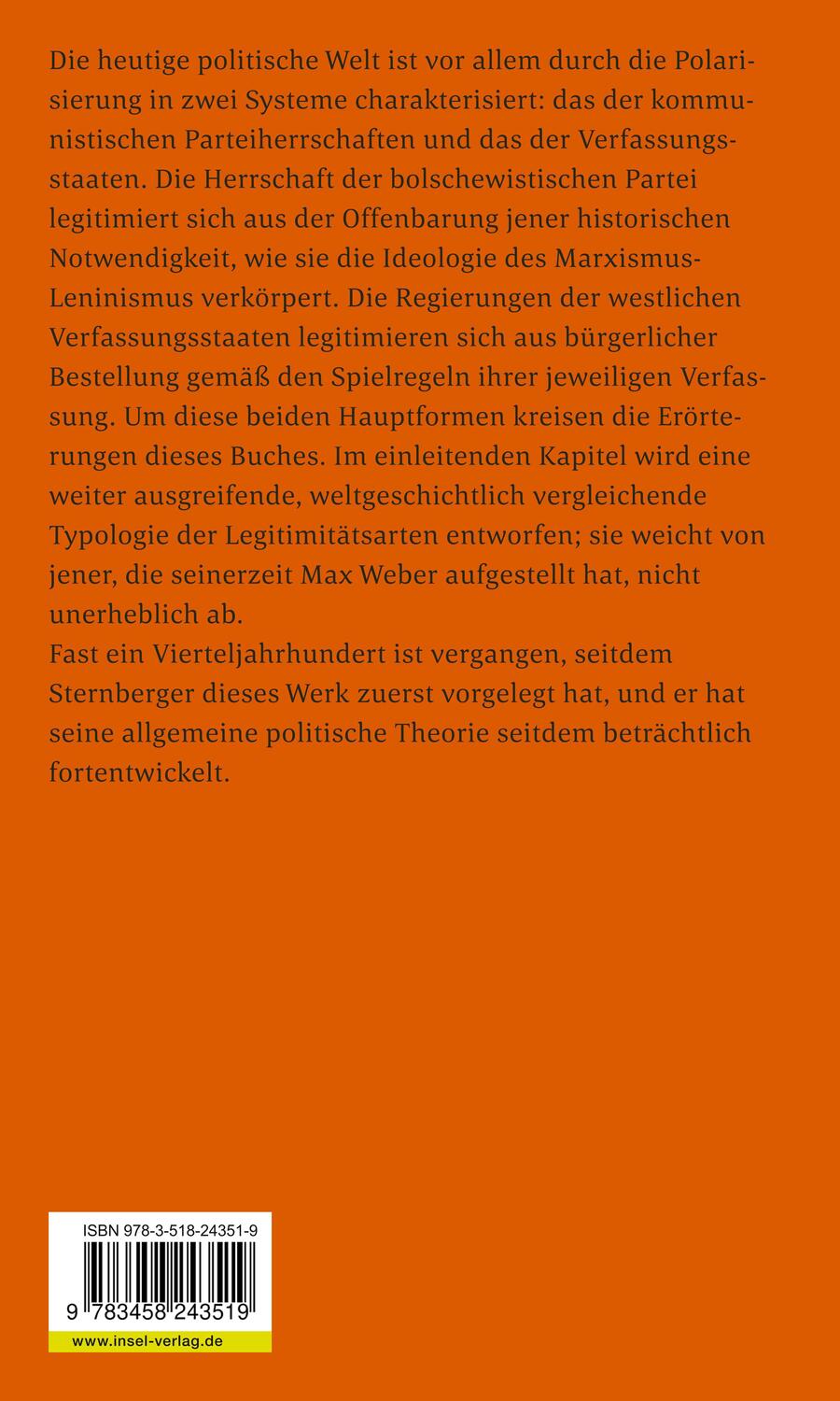 Rückseite: 9783458243519 | Schriften 07 | Dolf Sternberger | Taschenbuch | 505 S. | Deutsch