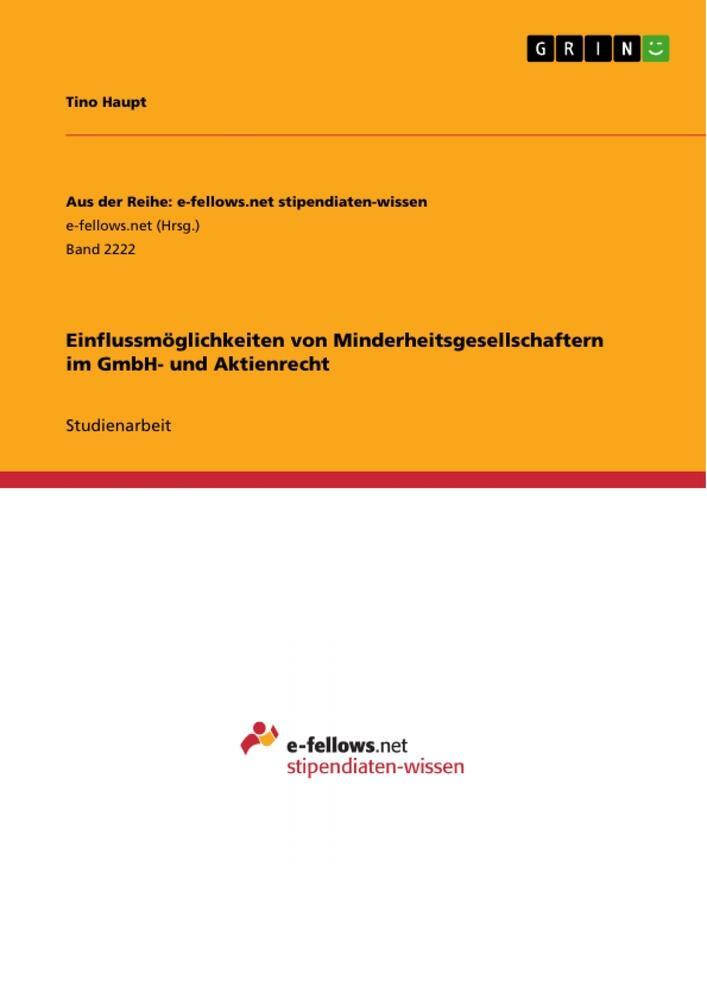 Cover: 9783668362550 | Einflussmöglichkeiten von Minderheitsgesellschaftern im GmbH- und...
