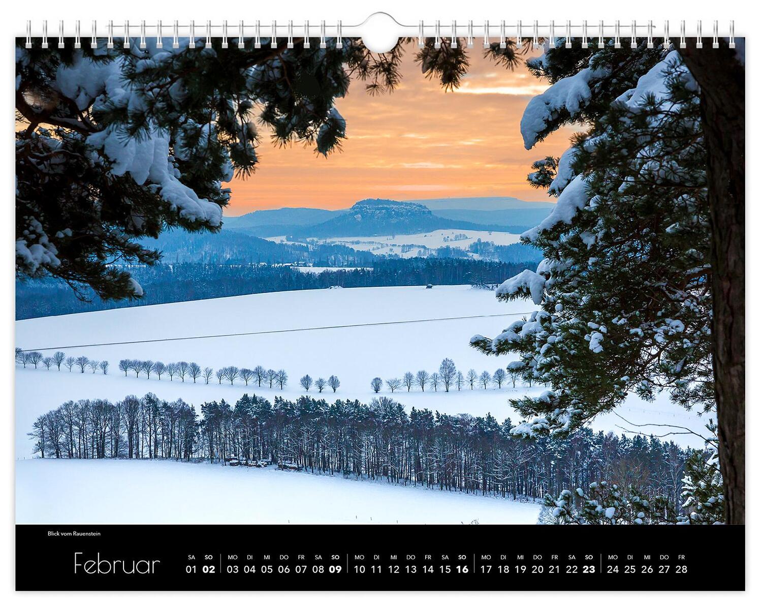 Bild: 9783910680593 | Kalender Sächsische Schweiz 2025 | 40 x 30 cm schwarzes Kalendarium