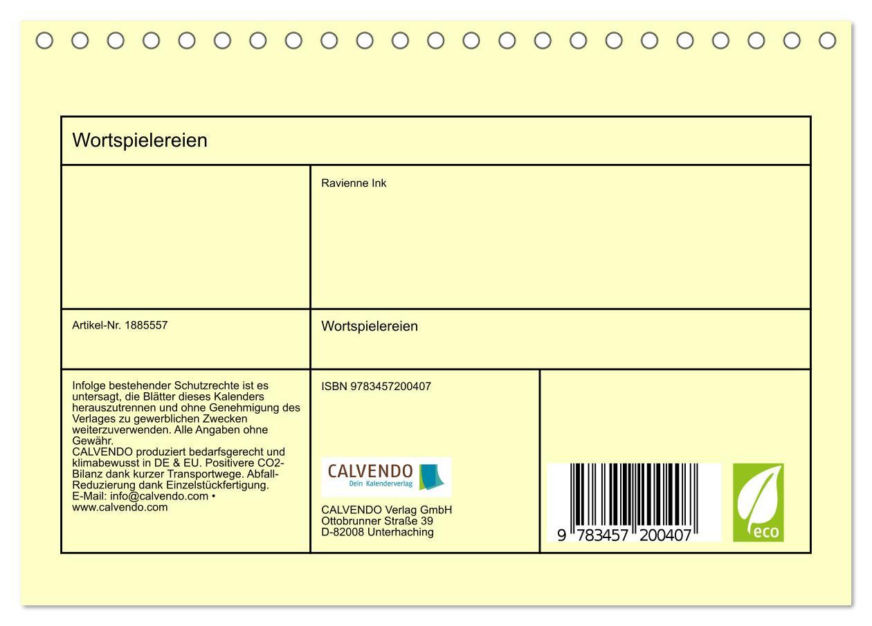 Bild: 9783457200407 | Wortspielereien (Tischkalender 2025 DIN A5 quer), CALVENDO...