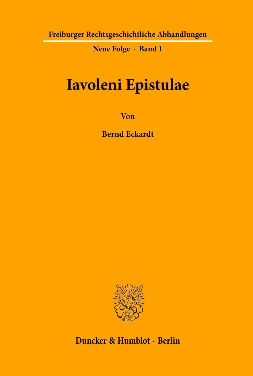 Cover: 9783428041145 | Iavoleni Epistulae. | Bernd Eckardt | Taschenbuch | Paperback | 244 S.