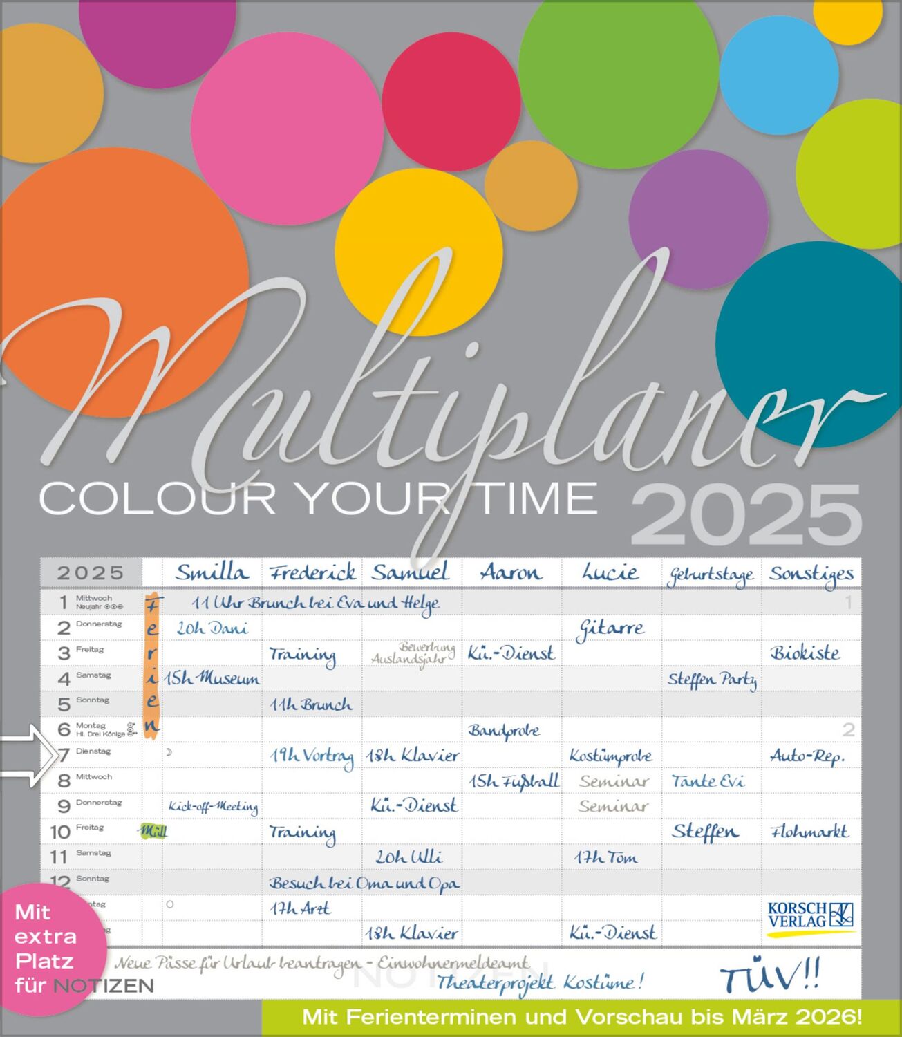 Cover: 9783731877028 | Multiplaner - Colour your time 2025 | Verlag Korsch | Kalender | 14 S.