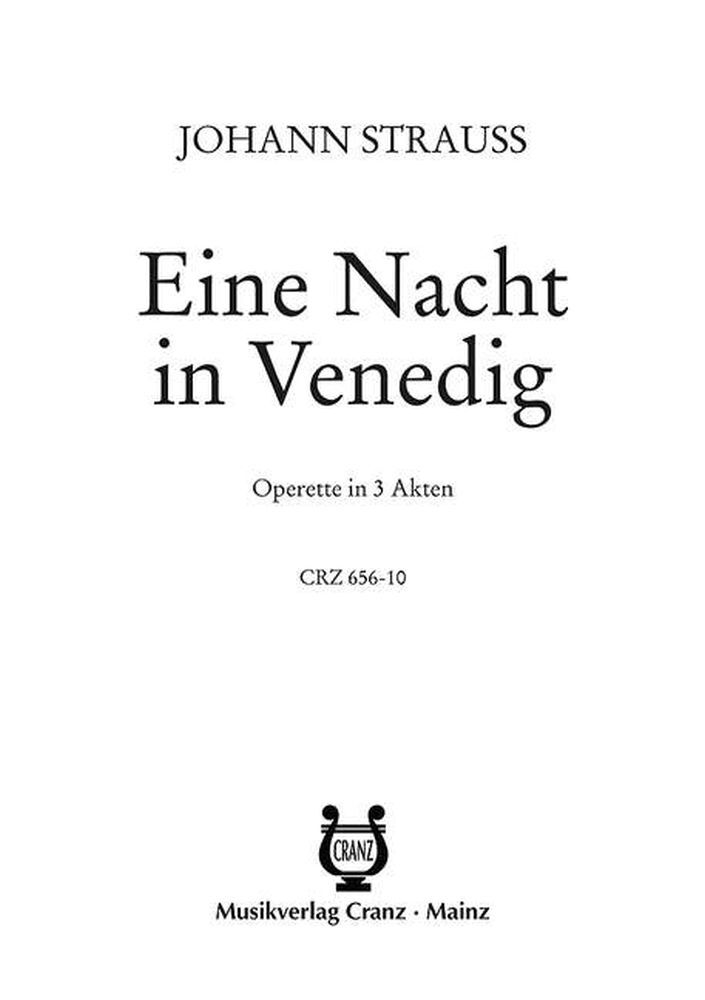 Cover: 9790204001514 | Eine Nacht in Venedig | Operette in 3 Akten | Johann Strauss Jr.