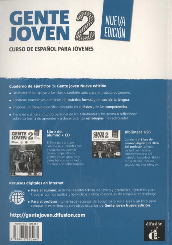 Rückseite: 9788415620884 | Gente Joven - Nueva edicion | Cuaderno de ejercicios 2 (A1-A2) | Buch