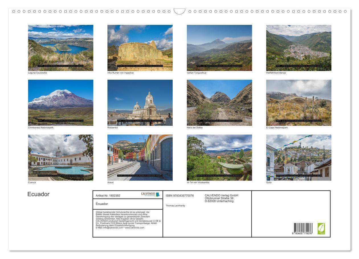 Bild: 9783435770076 | Ecuador (Wandkalender 2025 DIN A2 quer), CALVENDO Monatskalender