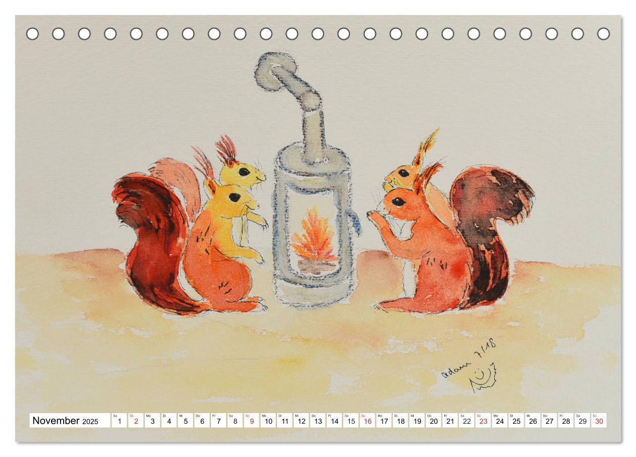 Bild: 9783435404124 | Eichhörnchen in Aquarell (Tischkalender 2025 DIN A5 quer), CALVENDO...