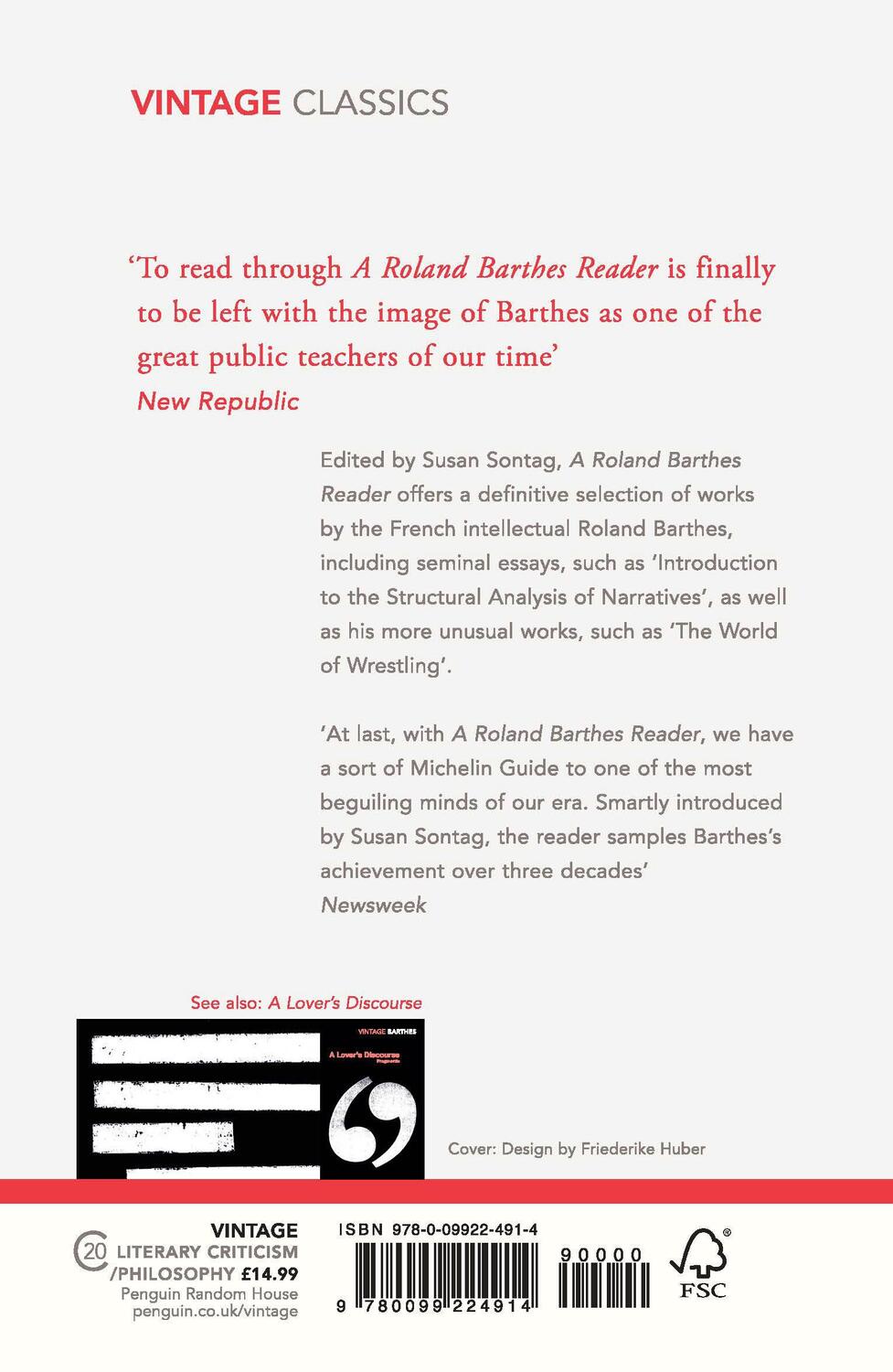 Rückseite: 9780099224914 | A Roland Barthes Reader | Roland Barthes | Taschenbuch | Englisch
