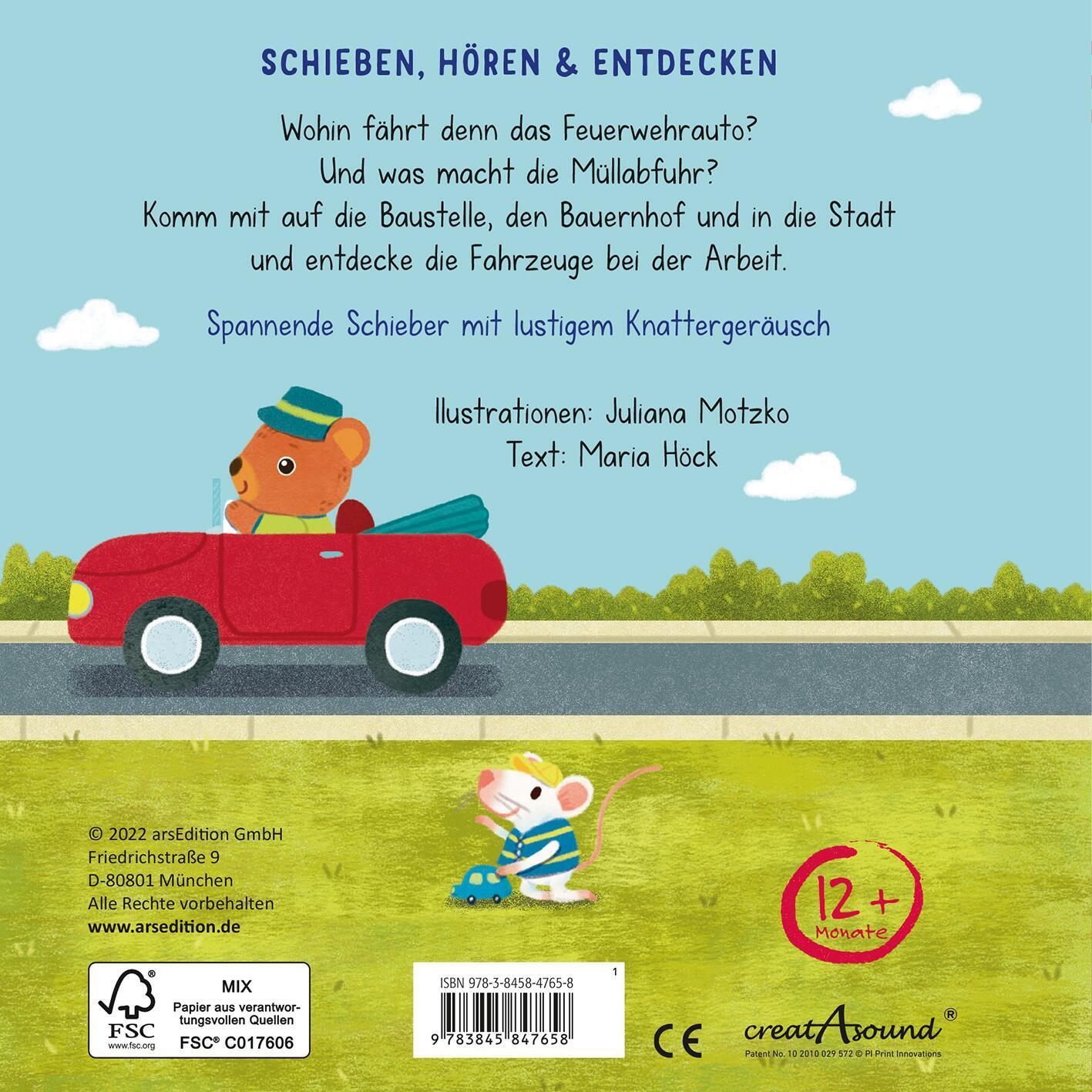 Rückseite: 9783845847658 | Kni-Kna-Knatterbuch - Fahrzeuge | Mit 10 lustigen Knatter-Schiebern