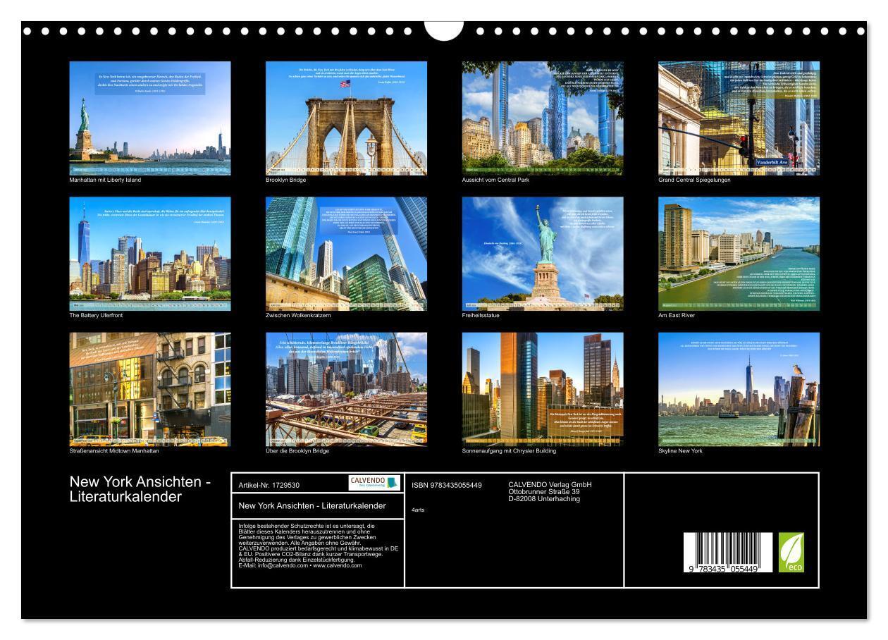 Bild: 9783435055449 | New York Ansichten - Literaturkalender (Wandkalender 2025 DIN A3...