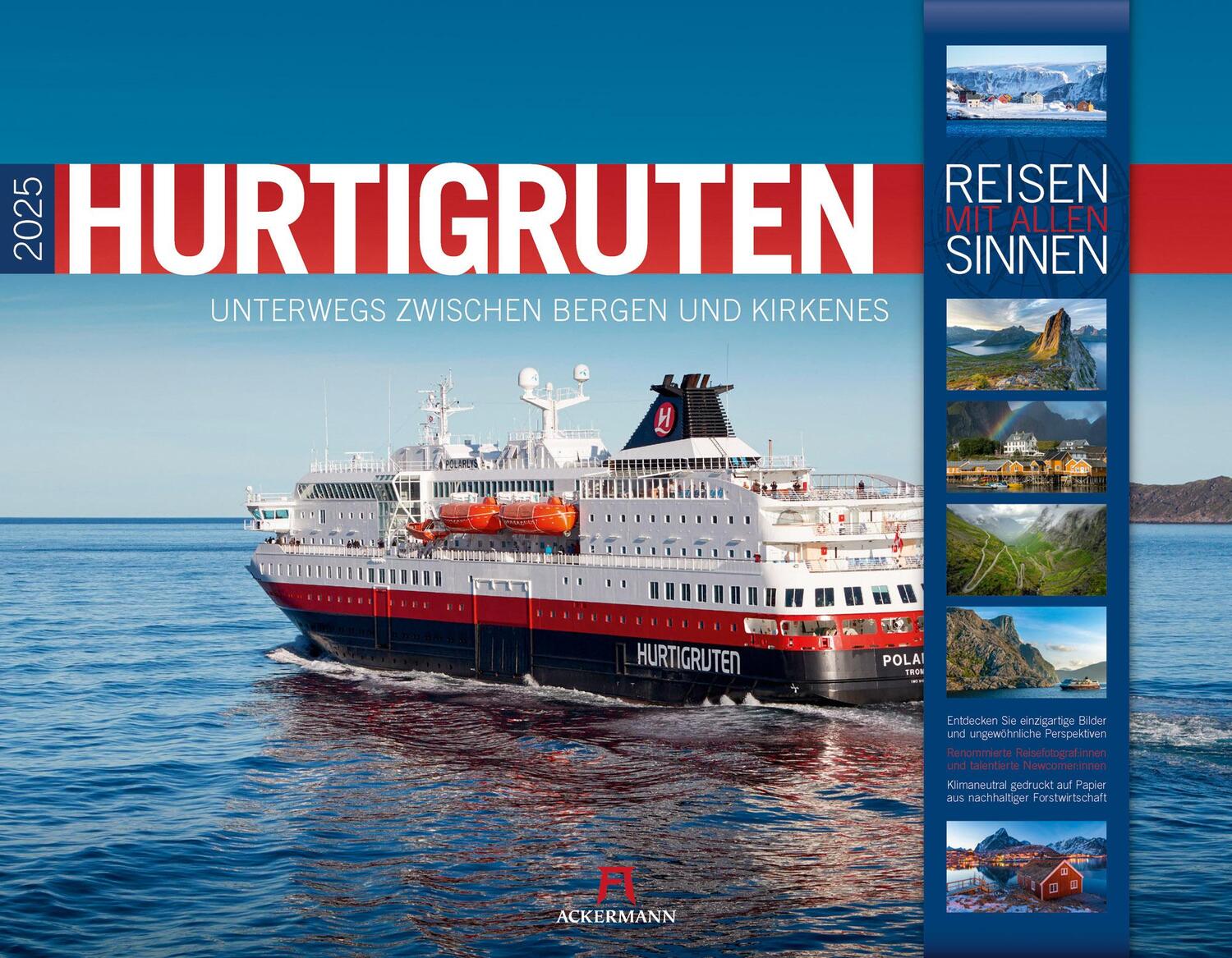 Cover: 9783838425443 | Hurtigruten - Unterwegs zwischen Bergen und Kirkenes Kalender 2025