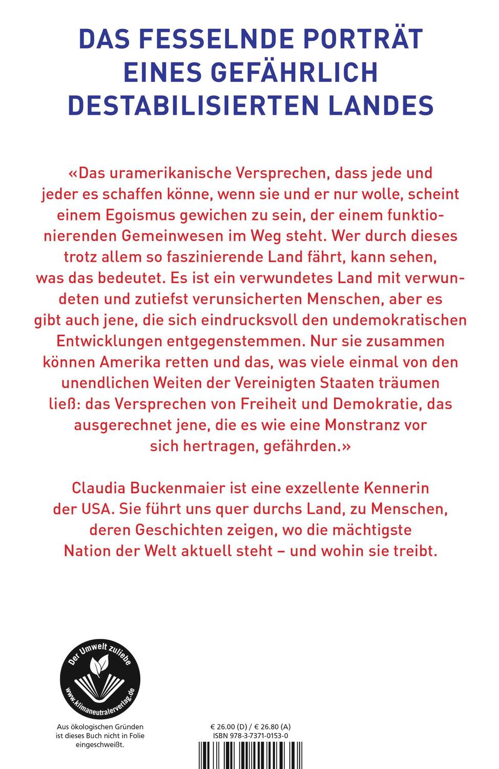 Rückseite: 9783737101530 | Wer rettet Amerika? | Bericht aus einem verwundeten Land | Buckenmaier