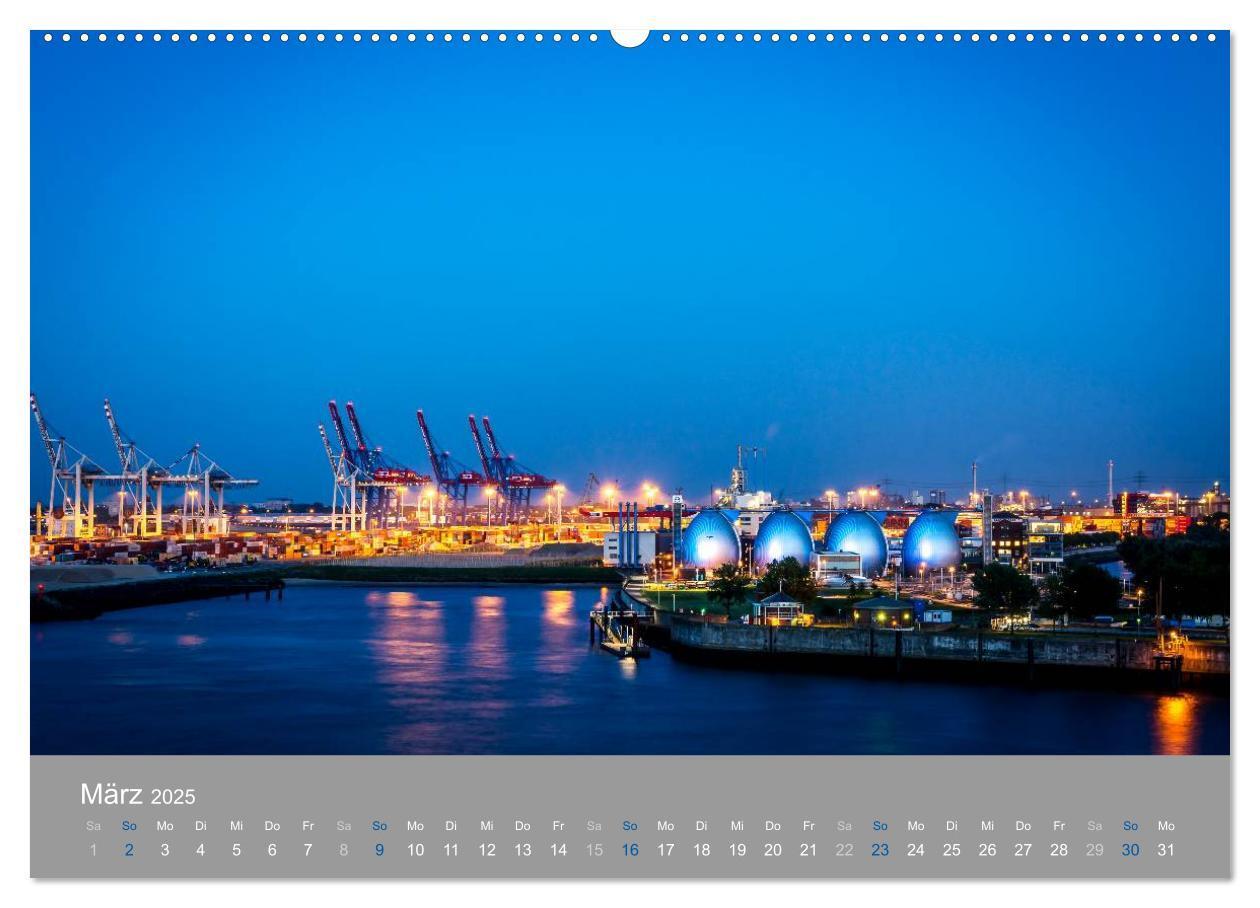 Bild: 9783435662036 | Hamburger Hafen - Im Zauber der Nacht (Wandkalender 2025 DIN A2...