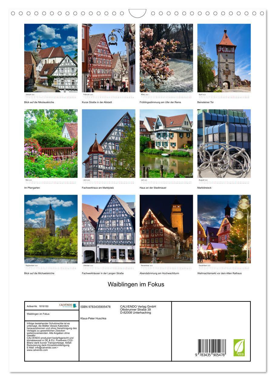 Bild: 9783435905478 | Waiblingen im Fokus (Wandkalender 2025 DIN A3 hoch), CALVENDO...