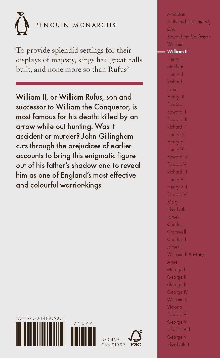 Rückseite: 9780141989884 | William II (Penguin Monarchs) | The Red King | John Gillingham | Buch
