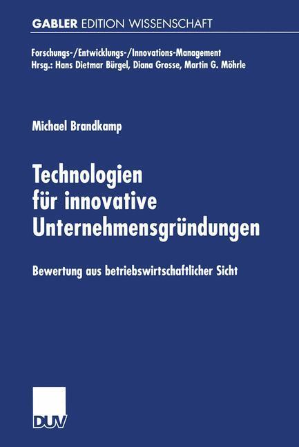 Cover: 9783824470402 | Technologien für innovative Unternehmensgründungen | Michael Brandkamp