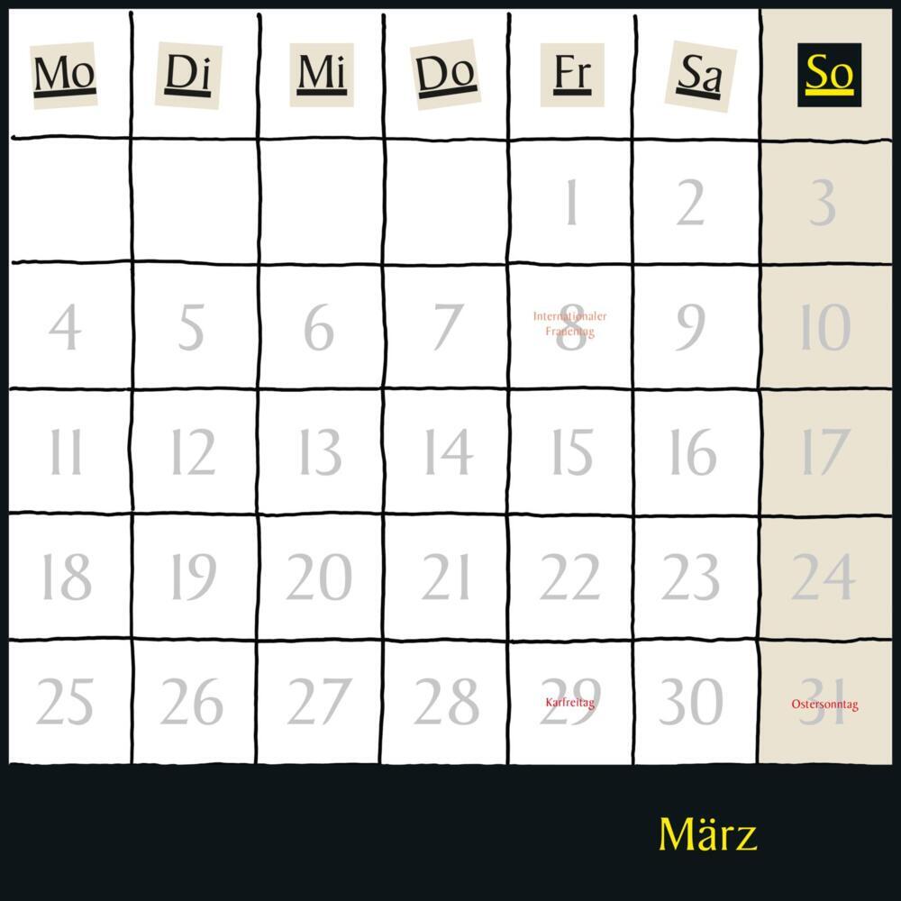 Bild: 9783830320968 | Uli Stein Schwarzer Kalender 2024: Monatskalender für die Wand | Stein