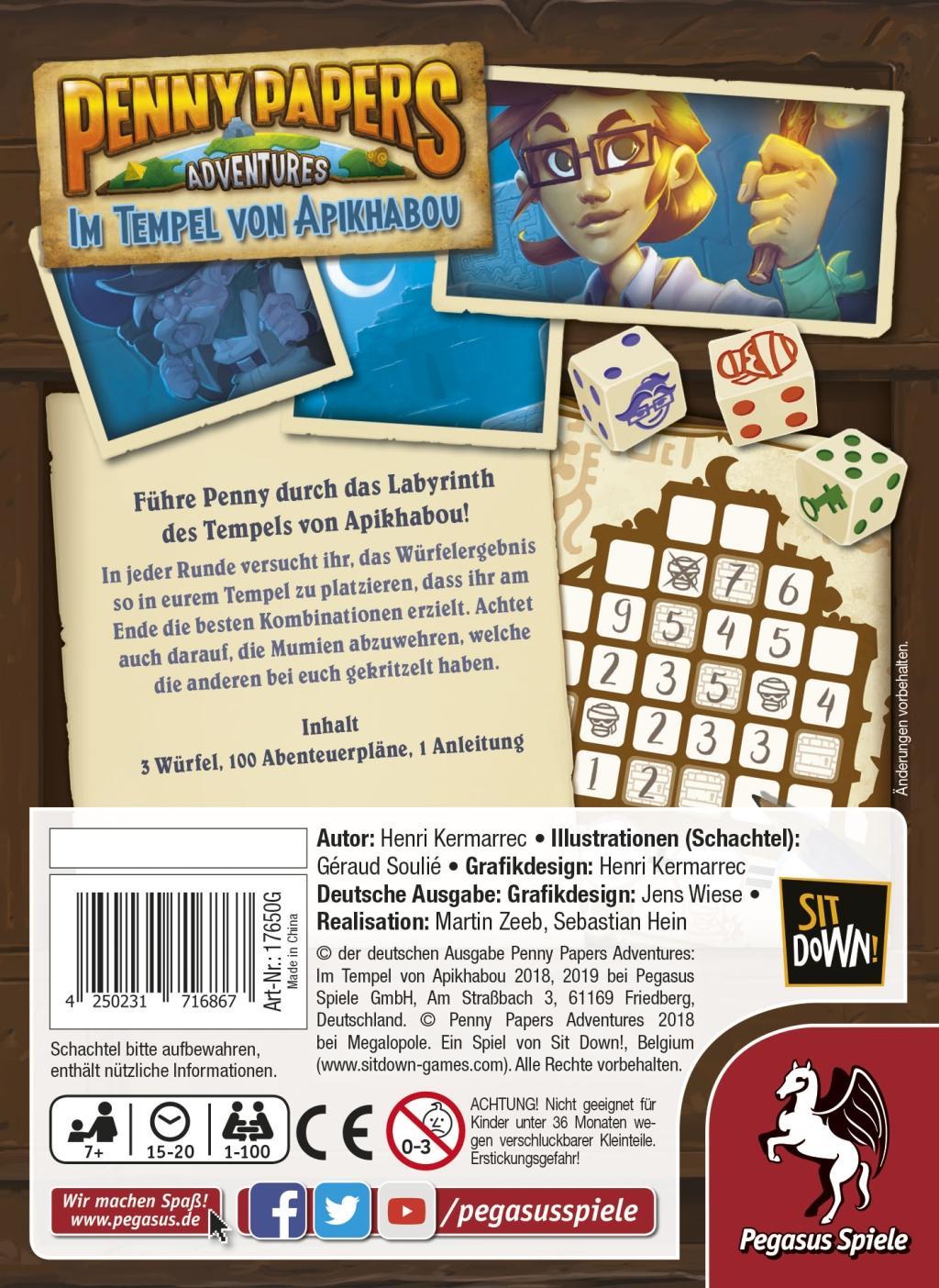 Bild: 4250231716867 | Penny Papers Adventures: Im Tempel von Apikhabou | Spiel | 17650G