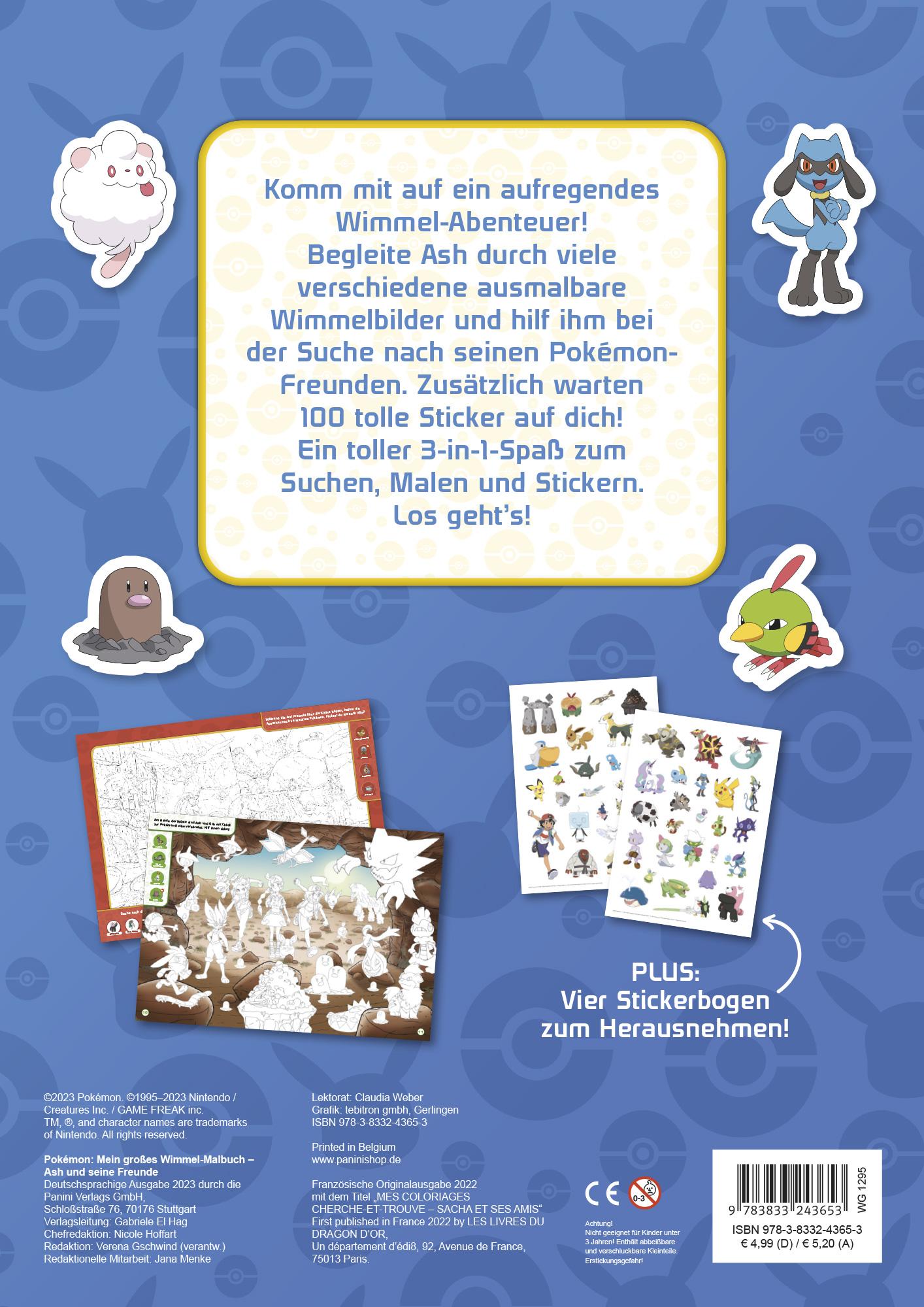 Rückseite: 9783833243653 | Pokémon: Mein großes Wimmel-Malbuch - Ash und seine Freunde | Pokémon