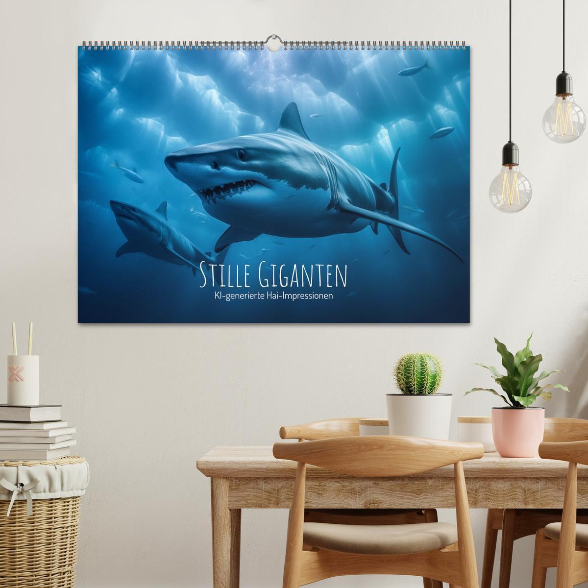 Bild: 9783383760525 | Stille Giganten - KI-generierte Hai-Impressionen (Wandkalender 2025...