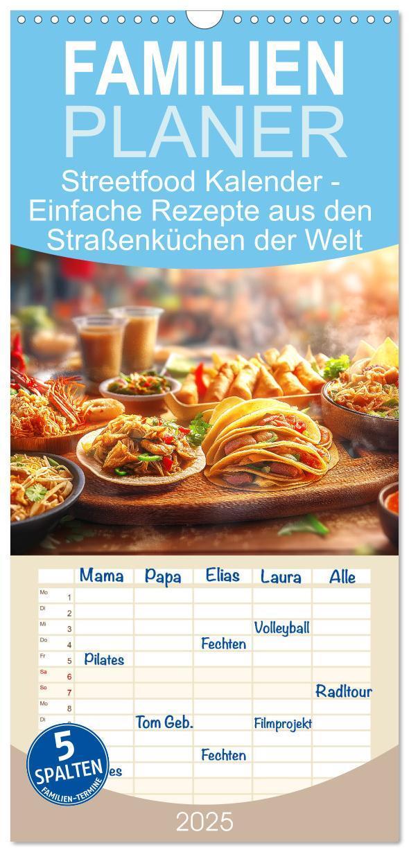 Cover: 9783457221778 | Familienplaner 2025 - Streetfood Kalender - Einfache Rezepte aus...