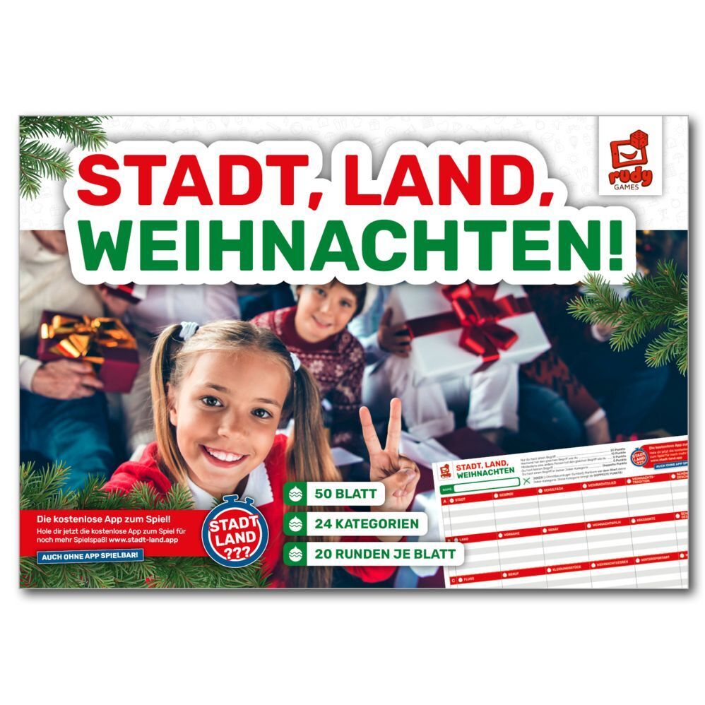 Cover: 9120059810687 | Stadt, Land, WEIHNACHTEN! (Motiv: Familie) | Spiel | 2022 | rudy games