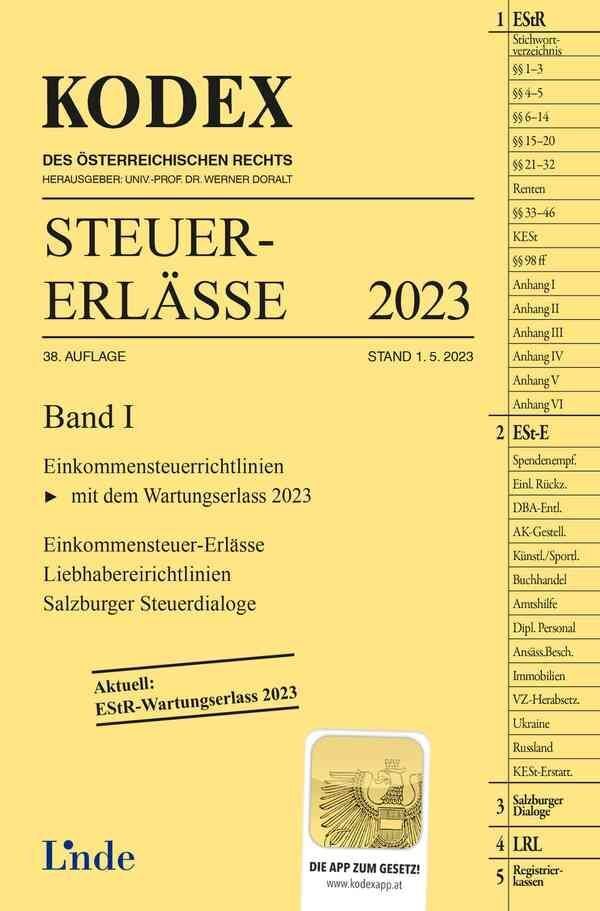 Cover: 9783707347913 | KODEX Steuer-Erlässe 2023, Band I | Michael Schilcher | Taschenbuch