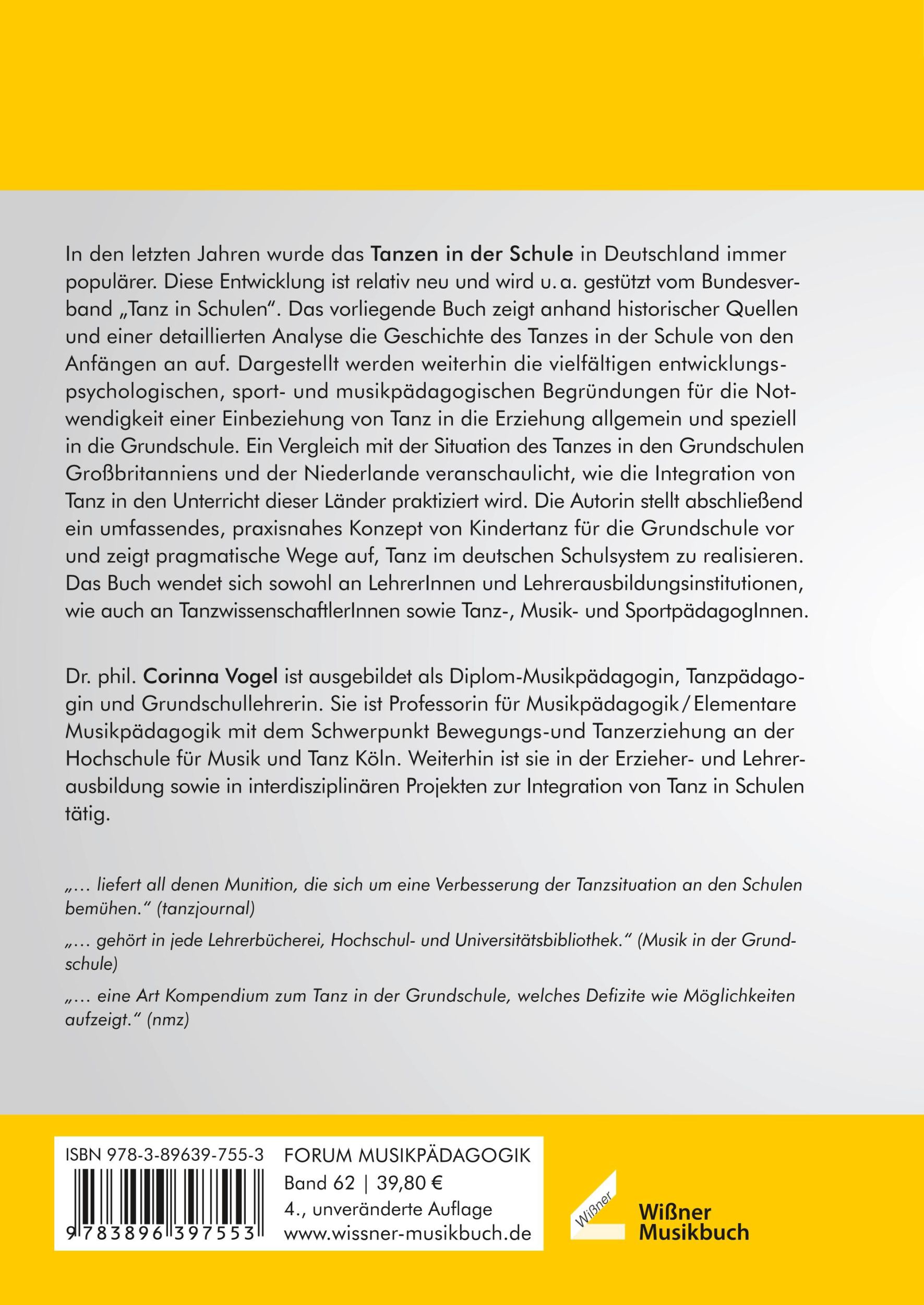 Rückseite: 9783896397553 | Tanz in der Grundschule | Geschichte - Begründungen - Konzepte | Vogel