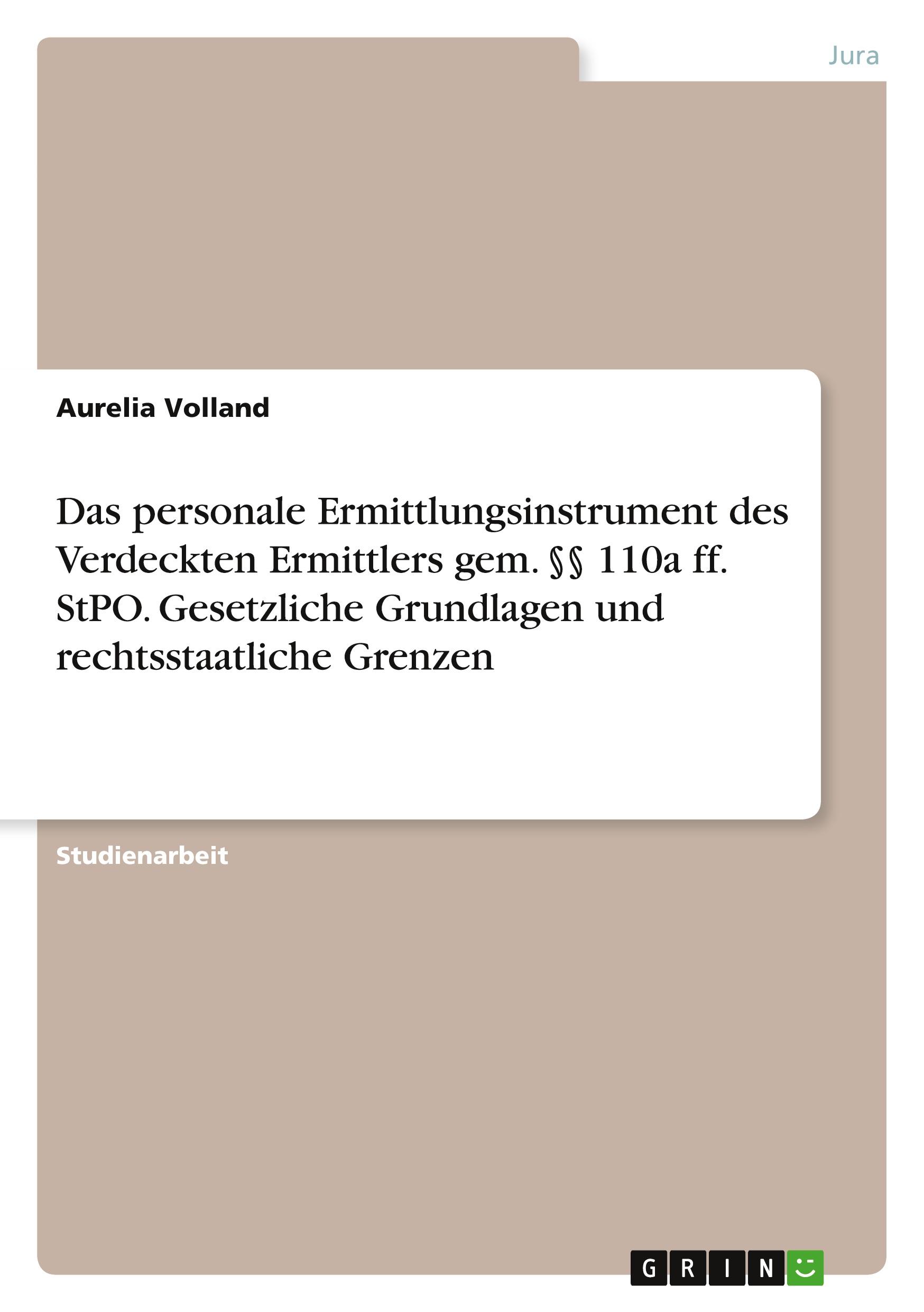 Cover: 9783346768056 | Das personale Ermittlungsinstrument des Verdeckten Ermittlers gem....