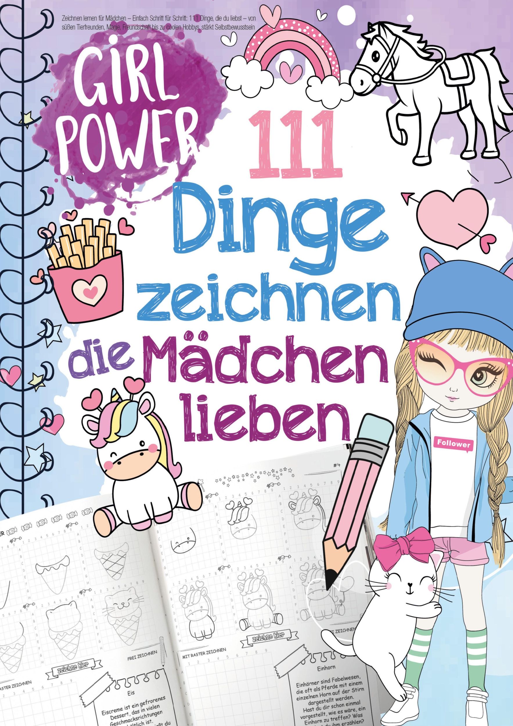 Cover: 9783989355606 | 111 Dinge zeichnen lernen, die Mädchen lieben: Einfach Schritt für...