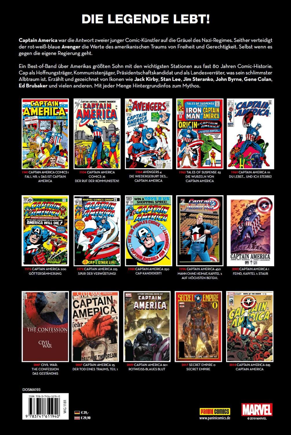 Rückseite: 9783741611940 | Captain America Anthologie | Hüter der Freiheit | Stan Lee (u. a.)