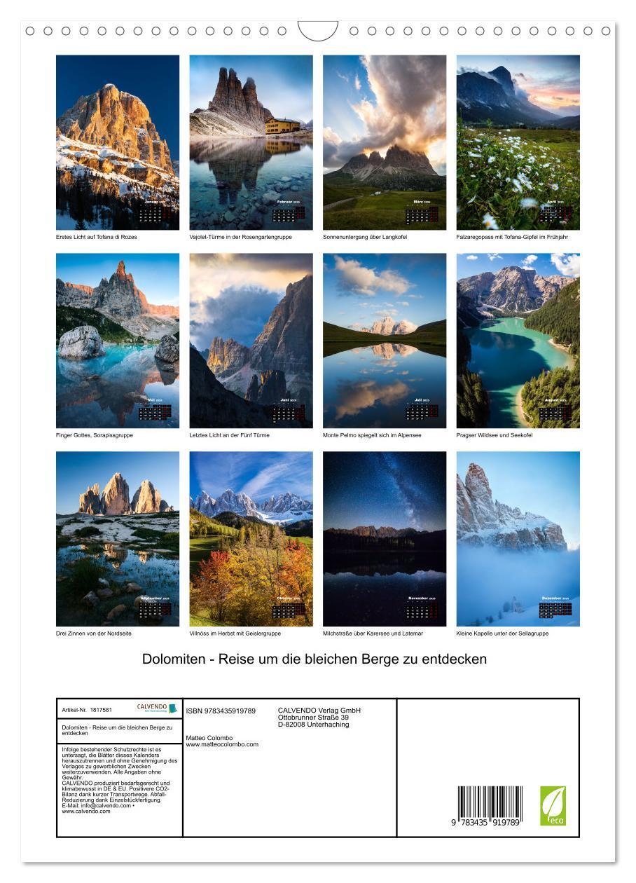 Bild: 9783435919789 | Dolomiten - Reise um die bleichen Berge zu entdecken (Wandkalender...